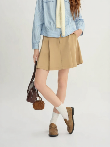 DUSHU | High Waist A-Line Pleated Midi Skirt