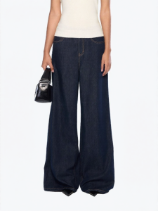 ANN ANDELMAN | Straight Leisure Long Pants Retro Wash Stretchy Denim For Women