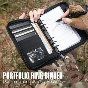 Kosibate Tactical Notebook Padfolio Ring Binder Refillable 6-Ring A6 Binder Zip Hardcover Notebook with 45 Pages Notebook Cover