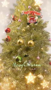 O-New Bling Golden Christmas Tree  Metal Stand Pine Needle Xmas Tree New Year Indoor Outdoor Decoration