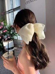 Elegant Spring Clip Fairy Atmosphere Hairpin Large Butterfly Knot Mesh Hair Accessories for Girls Sweet Style Fashionable Hair Decorations