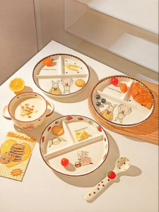 MODERN SWEETHOME | Child Specific Weight Loss Ceramic Compartmental Plate