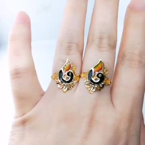 Cincin Peacock Design India Saiz 14 14.5 16 17 18 Emas 916 Yon Hing