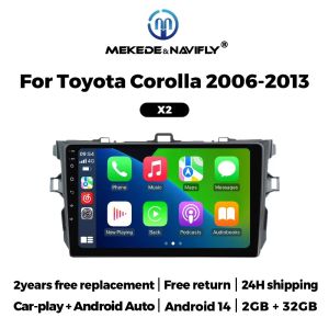 2Din 9inch Android 14 Car Radio for Toyota Corolla E140/150 2006-2013 Carplay Multimedia Players GPS Navigation Stereo Head Unit