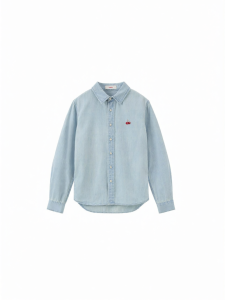 Embroidered Washed Jeans Blue Shirt
