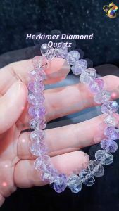 Super Premium Rare Faceted Natural Amethyst Herkimer Diamond Quartz Bracelet