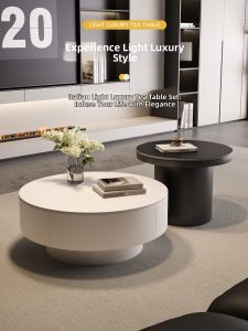 YIYOU | Popular Round Black and White Marble Coffee Table