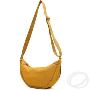 1pcs Yellow Casual Nylon Hobos Crossbody Shoulder Bag Lady Half Moon Chest Bags Tote Travel Shopper Bag Female Purses