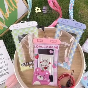 Sarung Tas HP Waterproof Anti Air Universal Motif Lucu Cartoon