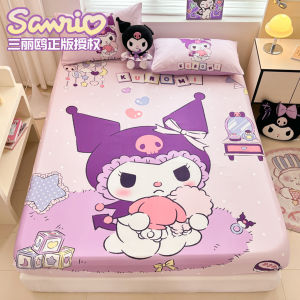 Pure Cotton Anti-Slip Bedding Cover Single Piece Cartoon KT Cat Design for 1.2/1.5 M Bed Breathable Elastic Edge Childrens Duvet