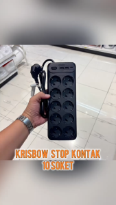 Krisbow Stop Kontak 10 Soket Usb A & Type C - Hitam Electric Socket Terminal Colokan Listrik Kotak Kontak Peralatan Elektronik