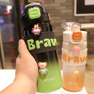 Double Drink Stainless Steel Insulated Tumbler for Kids Large Capacity Outdoor Sports Water Bottle with Straw Japanese Style