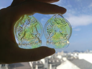 Pumen Temple Sculpture Green Tara Quanliu Thousand Arm Guanyin Bodhisattva Rubbing Home Decor Vintage Retro Style Ornament