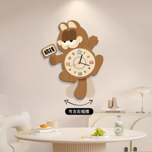 Swinging Cartoon Artistic Silent Wall Clock for Living Room And Restaurant Modern Minimalist Design No Drilling Required