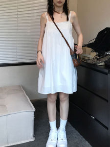 QIAONIAOGE | Pure Desire Lace Strap Dress Women Summer Splicing Lace Loose White French A-Line First Love Doll Skirt Sweet Style No Sleeve