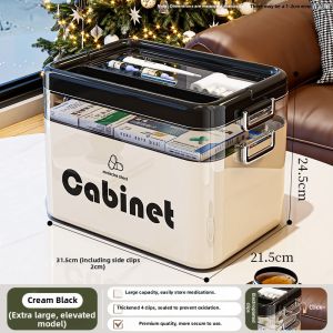 Multilayer Simple Cream Colored Portable Medicine Box Plastic