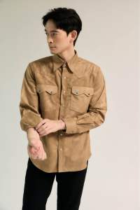 thesilverneedle : Suede western shirt stone buttons เสื้อหนังกลับ กระดุมหิน (2สี)