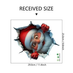 Santa Claus Break-Through Wall Decal Vinyl Christmas Wall Stickers Removable Holiday Decor for Home and Living Spaces