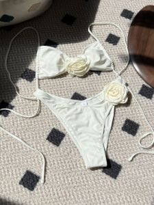 Bộ Đồ Bơi Hai Mảnh Có Dây Rút Màu Trơn Bộ Đồ Bơi Mùa Hè Cho Nữ Bộ Đồ Thể Thao Thường Ngày Có Tay Ngắn Và Quần Ngắn