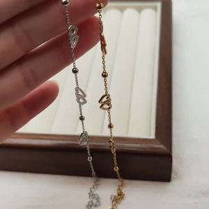 Lokaer Stainless Steel Double Heart Chain Necklace 18K PVD Plated Korean Exquisite Jewelry collar acero inoxidable mujer N24066