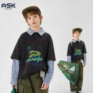 Ask Junior | False Two-Piece Collared Preppy T-Shirt