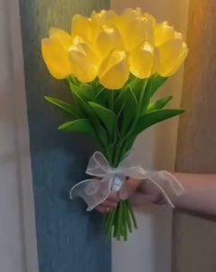 5/10pcs LED Tulips Bouquet Night Light for Home Garden Artificial Flowers PU Tulip Fake Flower Decoration Wedding Birthday Gift