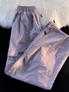 Export Big Sale ~ Cut Labels and Leak-Picking American Drawstring Overalls Female Summer Loose Tappered Tactical Pants Quick-Drying Loose Pants