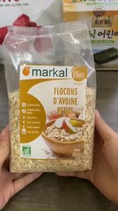 Yến mạch hữu cơ cán mỏng MARKAL nhập khẩu Pháp 500G làm granolaăn vặtsữa hạt