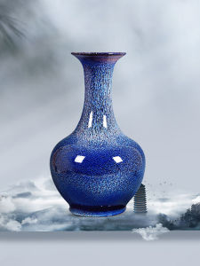 Jingdezhen Ceramic Vase Decoration Glaze Kiln New Chinese Living Room TV Cabinet Decoration Housewarming Gift Light Luxury High-End