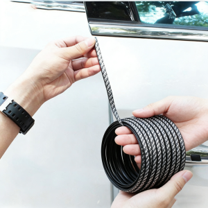 5M Carbon Fibre Car Door Edge Trim Molding Seal Scratch Protector Car Chrome DIY Silver Body Strip Guard Strip Protector
