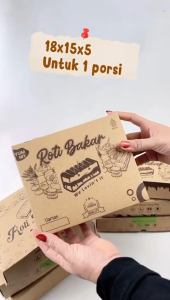 (Isi 25pcs) Dus Box Roti Bakar Bandung 1 Porsi / Kardus Roti Bakar / Kardus Kraft Food Grade 20×15×5 / 18×15×5 / Kemasan Roti Bakar / Kotak Roti Bakar Bandung