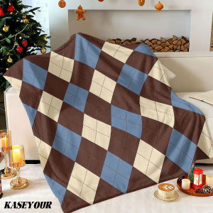 Beast Kingdom | Vintage diamond plaid Winter Summer Flannel Blanket Throw Fleece Soft Fuzzy Plush Cozy Fleece Blankets for Sofa Ideal Gifts