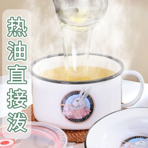 Enameled Pig Oil Jar Kitchen Storage Container with Spoon Home Use Seasoning Can High Temperature Resistant Meat Oil Canister