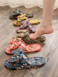 รองเท้าแตะผ้าฝ้ายแท้แบบซักได้เงียบๆ สำหรับใส่ในบ้านสำหรับทั้งชายและหญิง รองเท้าแตะพื้นยางนุ่มสำหรับฤดูร้อนใหม่ รองเท้าแตะพื้นไม้สำหรับใช้ในบ้าน