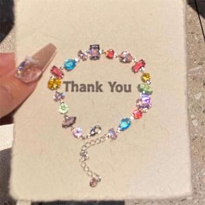 Colorful Candy Zircon Sugar Cube Bracelet Luxury Unique High-End Forest System Beaded Hand Accessory New 2025 Fashion Jewelry