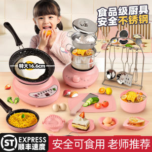 Realistic Mini Kitchen Toy Set for Girls Birthday Gift Child Play Food Cooking Pretend Kitchen Set Kids Miniature Kitchen