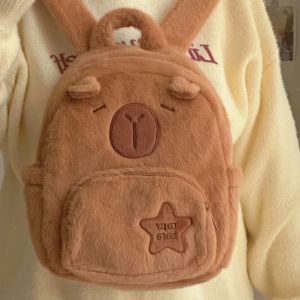 MENGLIANG Cartoon Capybara Plush Backpack Funny Cute Tote Bag Gift Large Capacity Capibala Bag