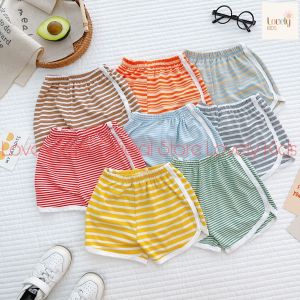 Quần Thun Đùi Cho Trẻ Em Bé Trai Bé Gái 6-16kg Peekaboo [Siêu Rẻ] Quần Đùi Thun Lạnh Cho Bé Trai Gái QUẦN ĐÙI SỌC VIỀN Lovely Kids Official Srore