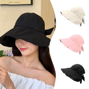 【♡Lovely girls house♡】หมวกครีมกันแดดท่องเที่ยวกลางแจ้งหมวกชาวประมงปีกกว้างสำหรับผู้หญิงหมวกที่รัดผมกลวงไทหูกระต่าย