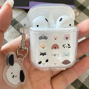 Cute Puppy Case for Apple AirPods 3 Transparent TPU Dog Protective Cover for AirPods 1 2 AirPods Pro 2nd Cases with Keychain