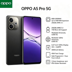 OPPO | New Arrival 2026 Genuine OPPO A5Pro Cellphone 8GB RAM 256GB ROM Dual SIM Card 6.5 HD+ Waterdrop Screen Helio P35 Chipset