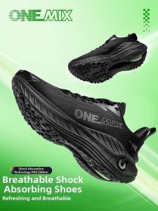 ONEMIX | Black Breathable Lightweight Soft-bottomed Shock-absorbing Anti-slip Running Shoes