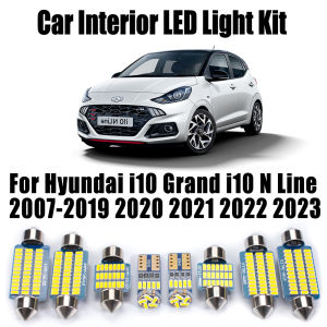 9Pcs Canbus Car LED Interior Reading Dome Light For Hyundai i10 Grand i10 N Line 2007- 2019 2020 2021 2022 2023 Trunk Bulbs Kit