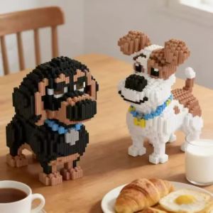 Potdemiel | 26cm Kawaii Puppy Jack Russell Terrier Creative Building Blocks Dachshund Model Childrens Toys Birthday Gift