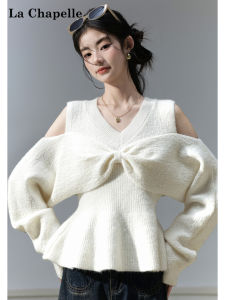 La Chapelle | Relaxed Style Soft V-Neck Off-Shoulder Sweater