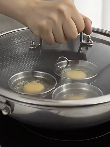 Best Seller STAINLESS STEEL EGG POACHER | Egg Boiling Mold | Eggs Poacher Pan | Kitchen Egg Steamer | Round Egg Cooker Rings | 3 Cup Nonstick Poached Egg Maker | Round Cooker Rings for Breakfast Cooking | Cooker to Cook Steamed Eggs Jelly Egg Tart etc.
