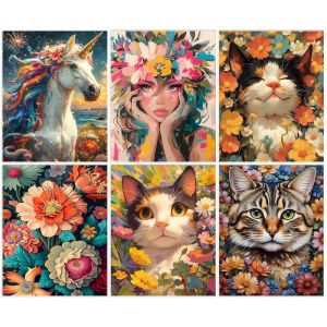 GATYZTORY Diy Frame Paint By Numbers Animal Kit On Canvas Coloring Oil Painting By Number Diy Gift Numbers Painting Wall Decor