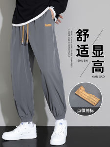 Trendy Mens Spring 2024 Casual Loose Fit Sweatpants Elastic Cuffed Long Pants Youth Popular Style Antwrinkle Treatment
