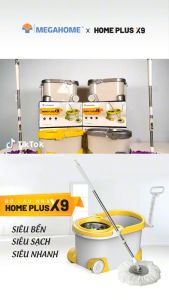 Bộ Lau Nhà Homeplus X9 Megahome Saigoncook Thùng lau có bánh xe di chuyển tiện lợi Cây lau 360 độ siêu nhẹ vắt mau khô