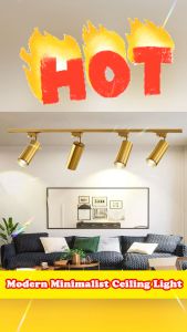 Modern Gold Ceiling Light with Multicolor Bulb Mall Living Room Lamp Clothing Store Track Light